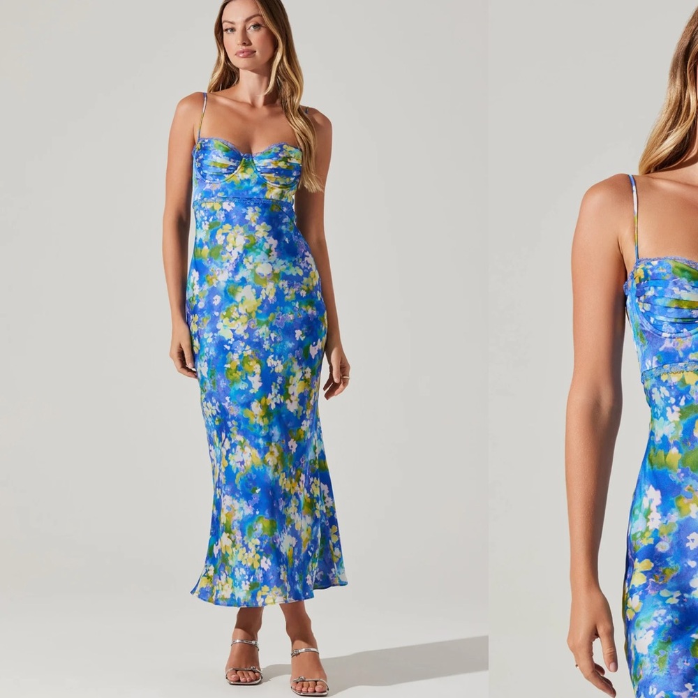 ASTR The Label Florianne Floral Satin Maxi Dress